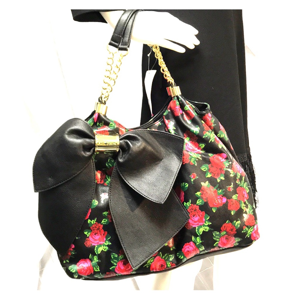 Betsey Johnson Bow-Licious Floral Tote Handbag